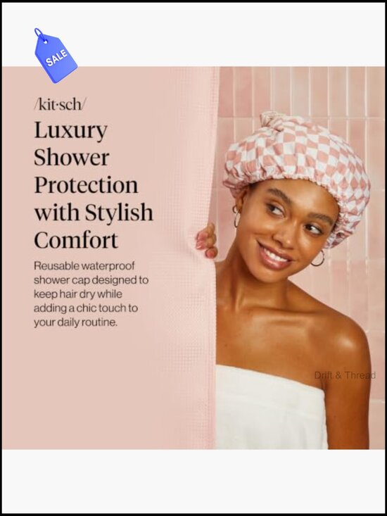Reusable Waterproof Satin-Lined Flexi Shower Cap, Adjustable, Wide Extra Large main image 6